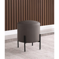 Coaster Furniture 905364 Round Upholstered Ottoman Light Grey and Matte Black